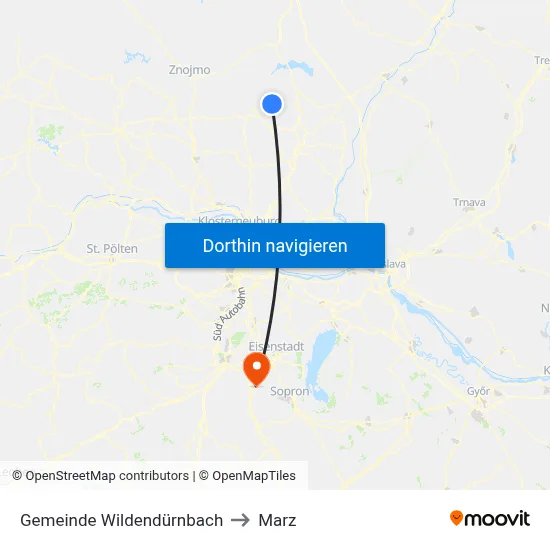 Gemeinde Wildendürnbach to Marz map