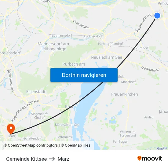 Gemeinde Kittsee to Marz map