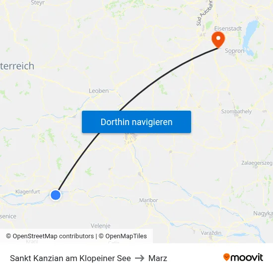 Sankt Kanzian am Klopeiner See to Marz map