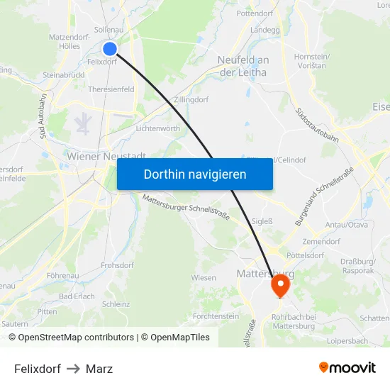 Felixdorf to Marz map