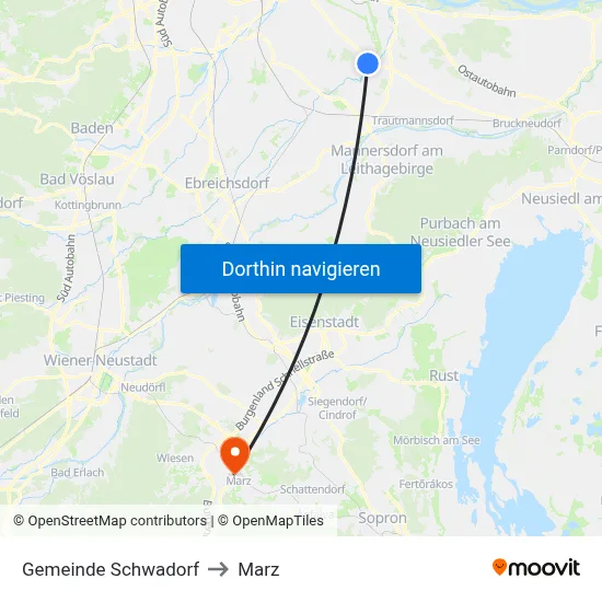 Gemeinde Schwadorf to Marz map