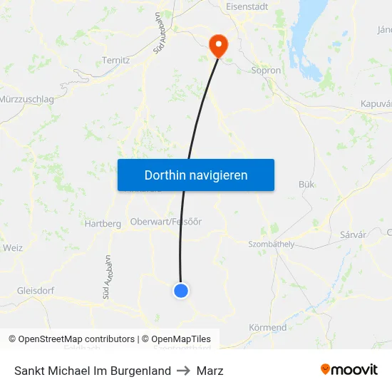 Sankt Michael Im Burgenland to Marz map
