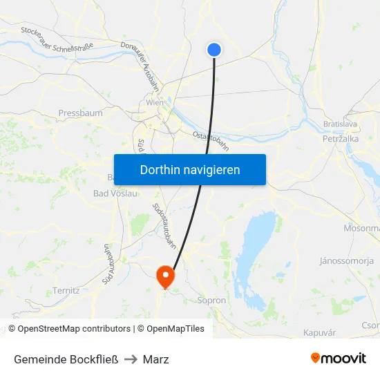 Gemeinde Bockfließ to Marz map