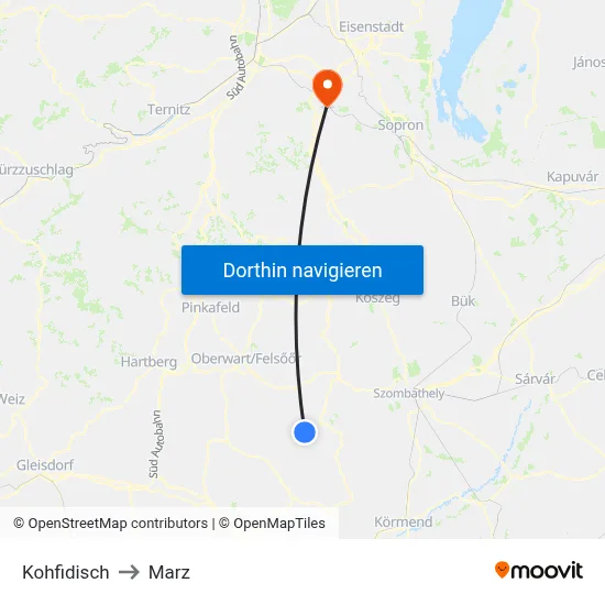 Kohfidisch to Marz map