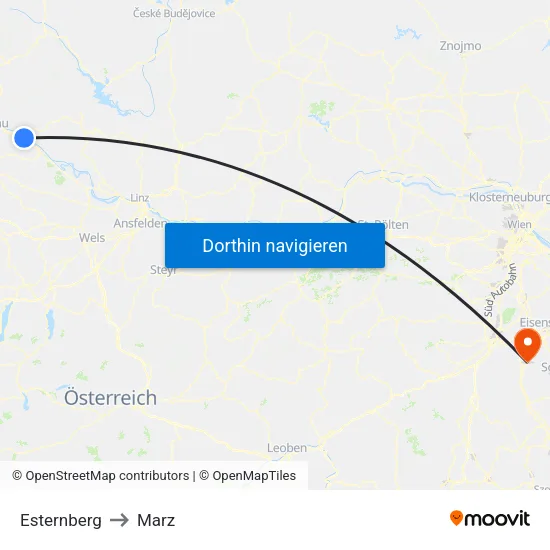 Esternberg to Marz map
