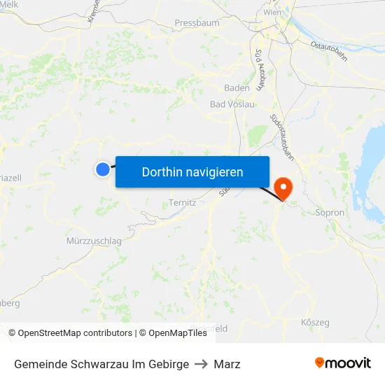 Gemeinde Schwarzau Im Gebirge to Marz map