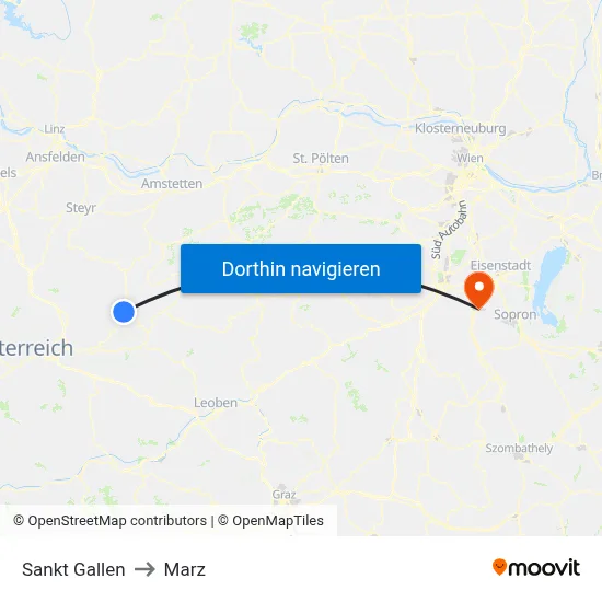 Sankt Gallen to Marz map