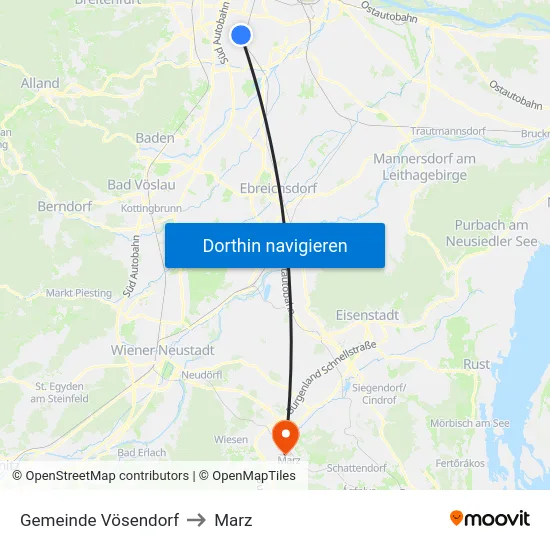 Gemeinde Vösendorf to Marz map