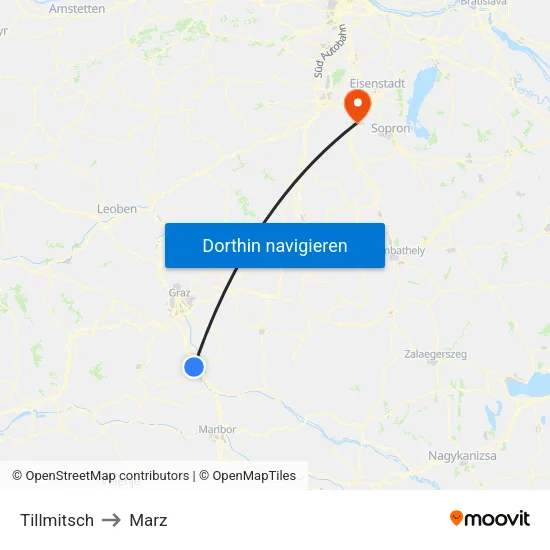 Tillmitsch to Marz map