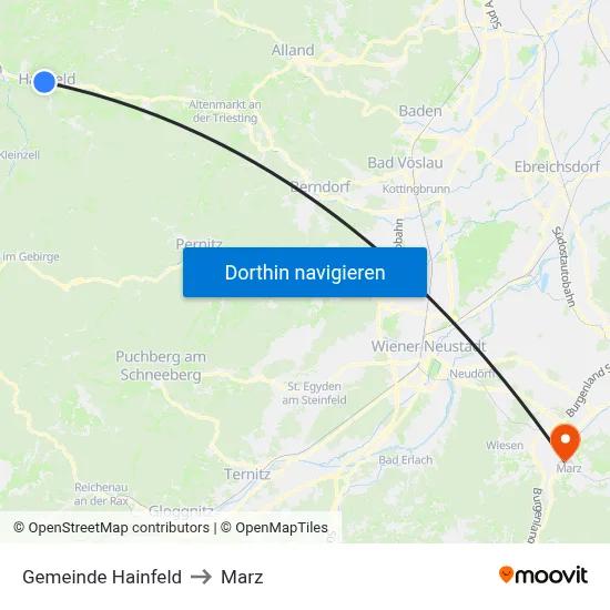 Gemeinde Hainfeld to Marz map
