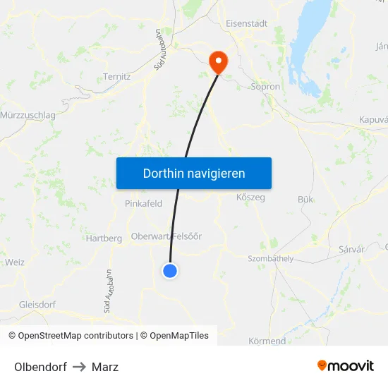 Olbendorf to Marz map