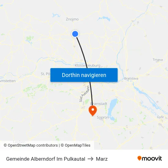 Gemeinde Alberndorf Im Pulkautal to Marz map