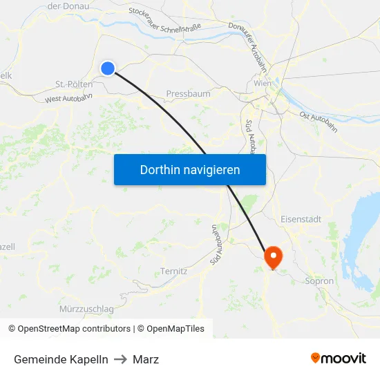 Gemeinde Kapelln to Marz map