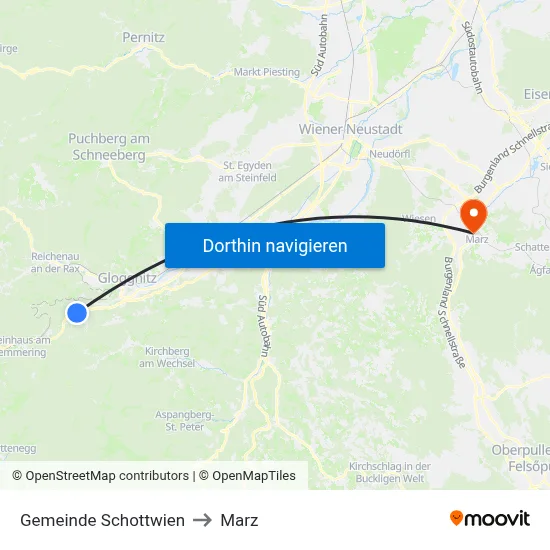 Gemeinde Schottwien to Marz map