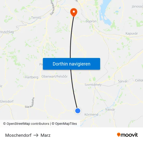 Moschendorf to Marz map