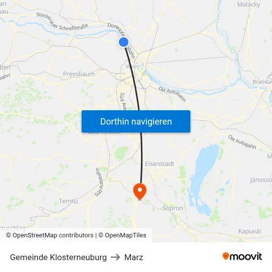 Gemeinde Klosterneuburg to Marz map