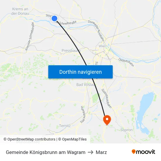 Gemeinde Königsbrunn am Wagram to Marz map