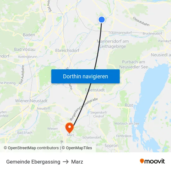 Gemeinde Ebergassing to Marz map