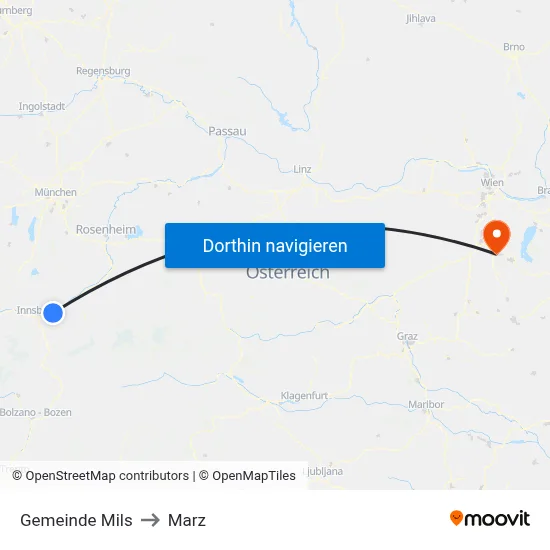 Gemeinde Mils to Marz map