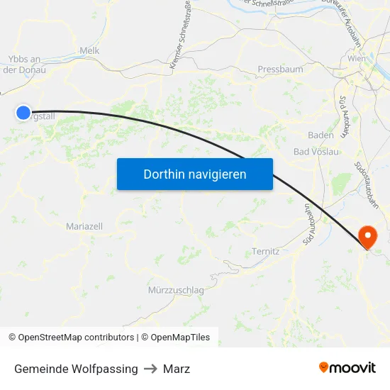 Gemeinde Wolfpassing to Marz map
