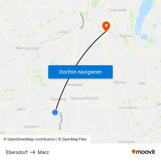 Ebersdorf to Marz map