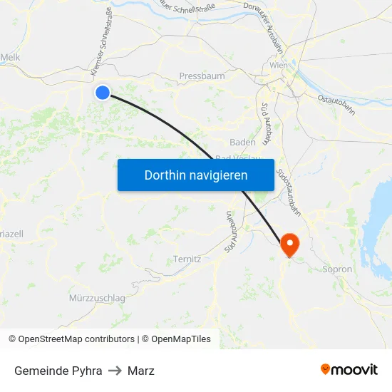 Gemeinde Pyhra to Marz map