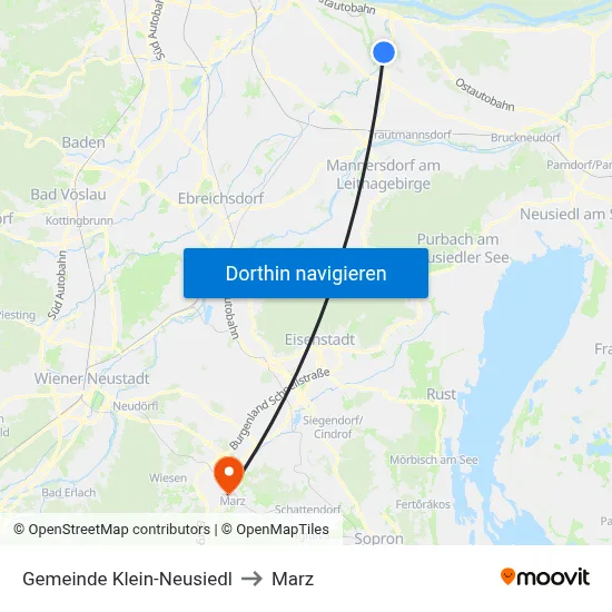 Gemeinde Klein-Neusiedl to Marz map