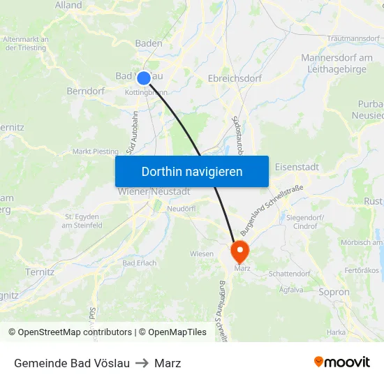 Gemeinde Bad Vöslau to Marz map