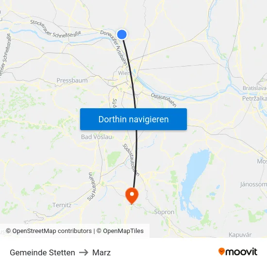Gemeinde Stetten to Marz map