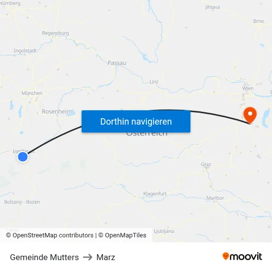 Gemeinde Mutters to Marz map