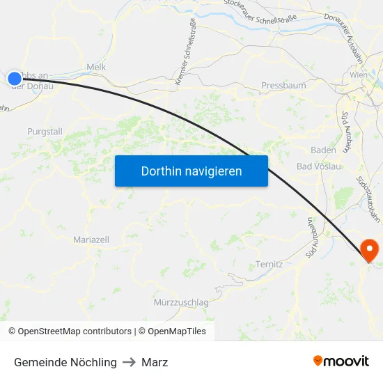 Gemeinde Nöchling to Marz map