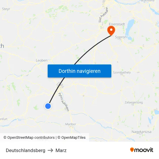 Deutschlandsberg to Marz map