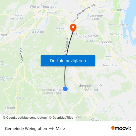 Gemeinde Weingraben to Marz map