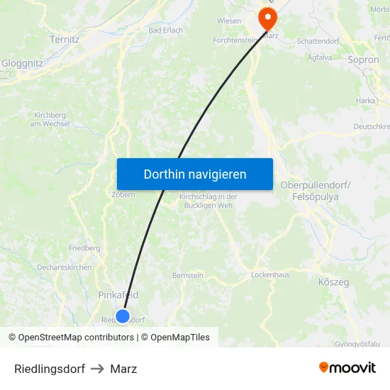 Riedlingsdorf to Marz map