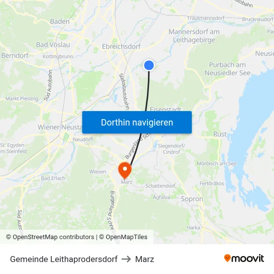 Gemeinde Leithaprodersdorf to Marz map