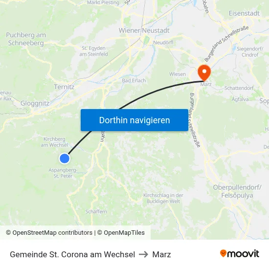 Gemeinde St. Corona am Wechsel to Marz map