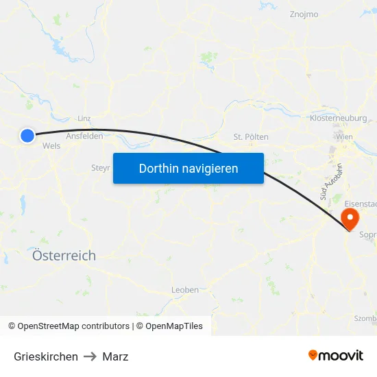 Grieskirchen to Marz map