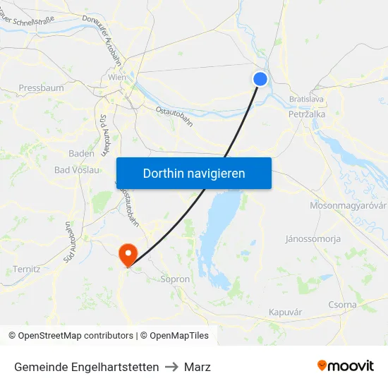Gemeinde Engelhartstetten to Marz map