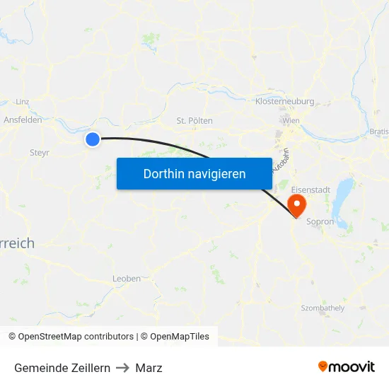 Gemeinde Zeillern to Marz map