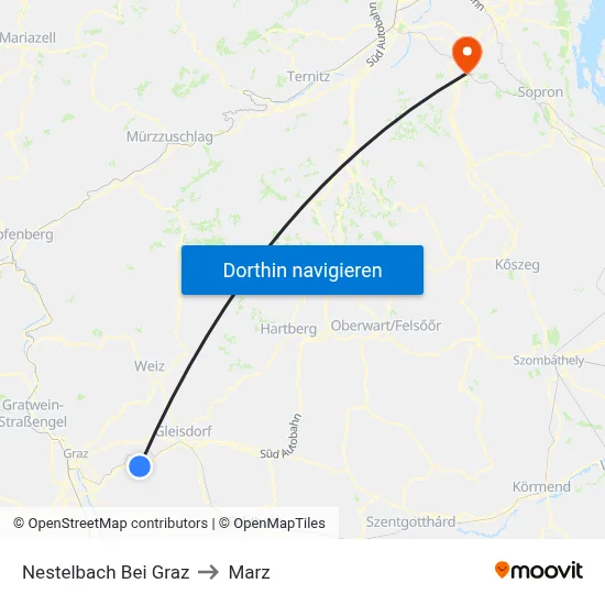 Nestelbach Bei Graz to Marz map