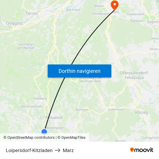 Loipersdorf-Kitzladen to Marz map