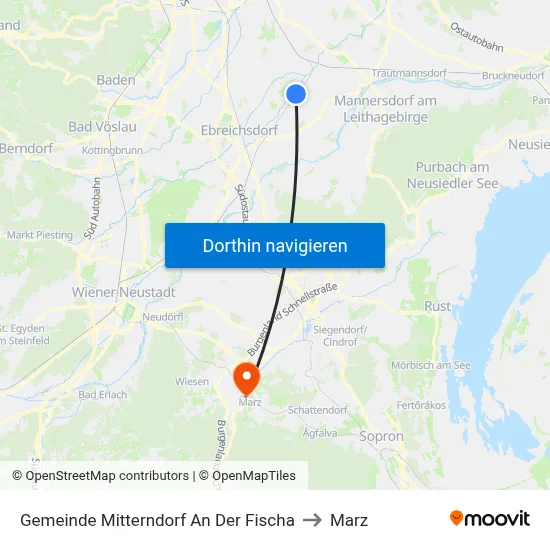 Gemeinde Mitterndorf An Der Fischa to Marz map
