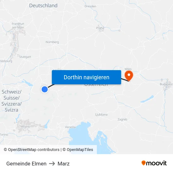 Gemeinde Elmen to Marz map