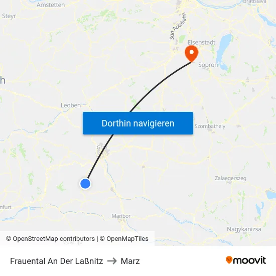 Frauental An Der Laßnitz to Marz map