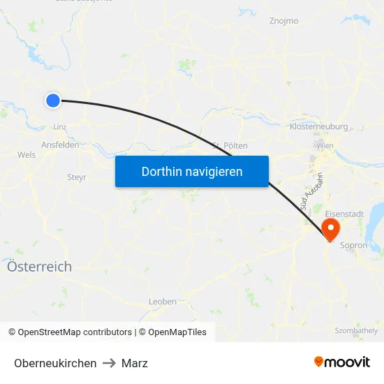 Oberneukirchen to Marz map