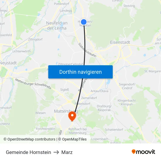 Gemeinde Hornstein to Marz map