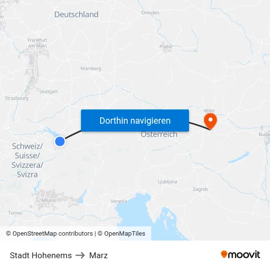 Stadt Hohenems to Marz map