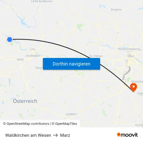 Waldkirchen am Wesen to Marz map