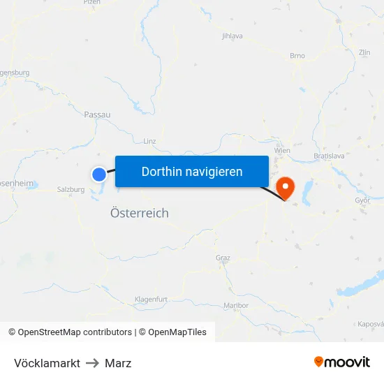 Vöcklamarkt to Marz map