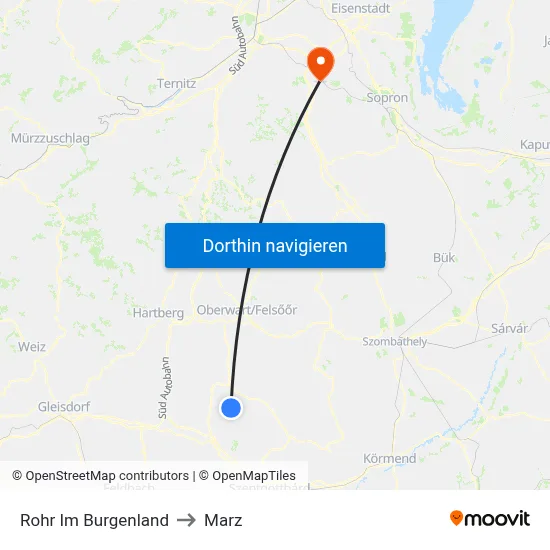 Rohr Im Burgenland to Marz map